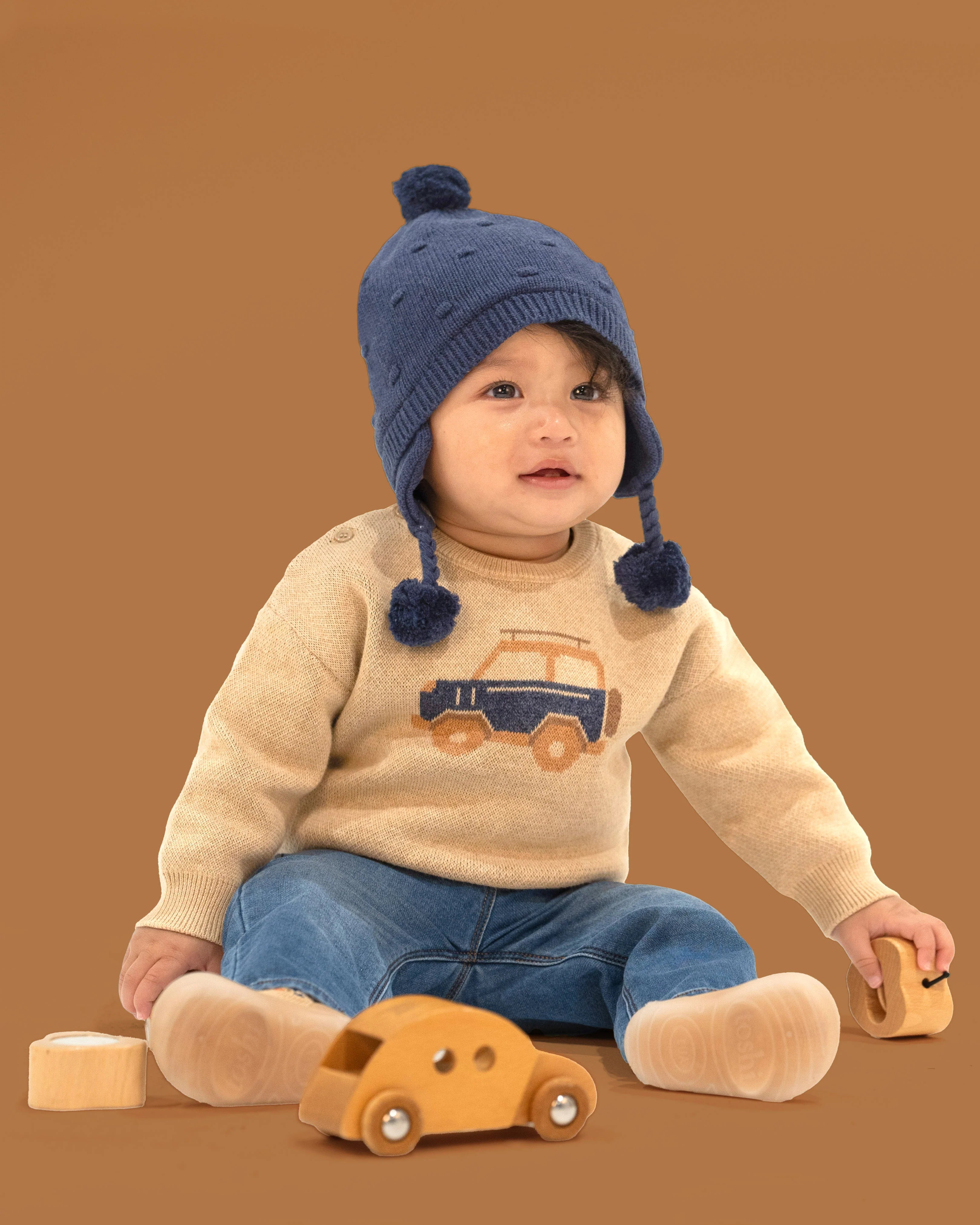 Organic Beanie Earmuff Popcorn - Ink