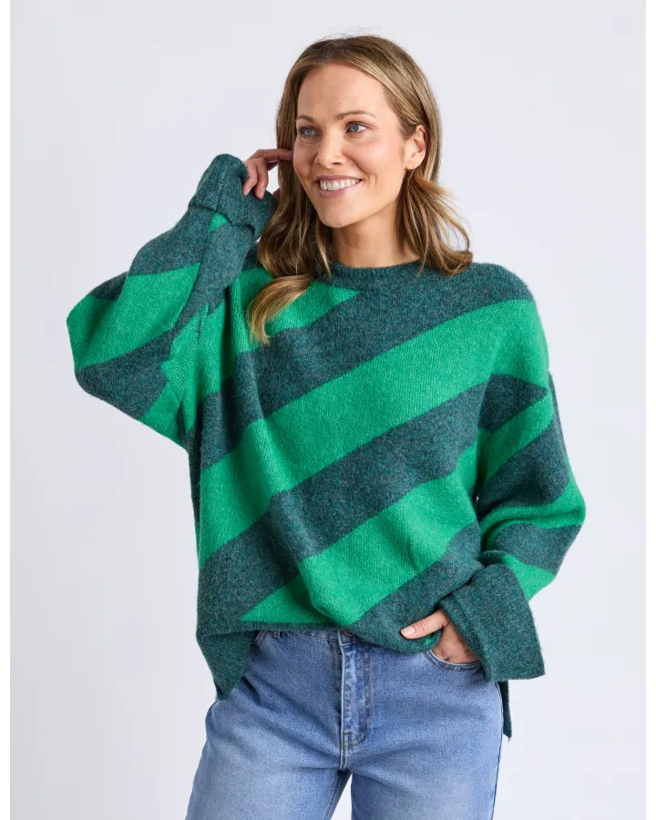 Sage Diagonal Stripe Knit