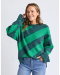 Sage Diagonal Stripe Knit