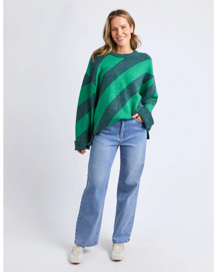 Sage Diagonal Stripe Knit