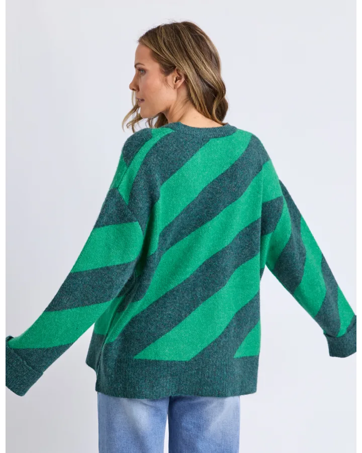 Sage Diagonal Stripe Knit