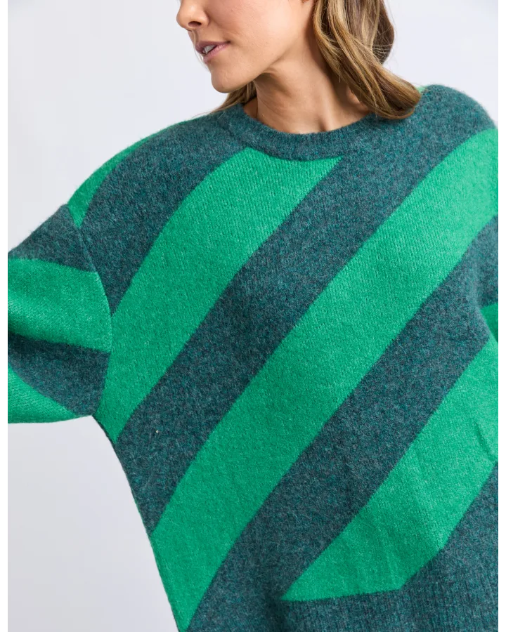 Sage Diagonal Stripe Knit