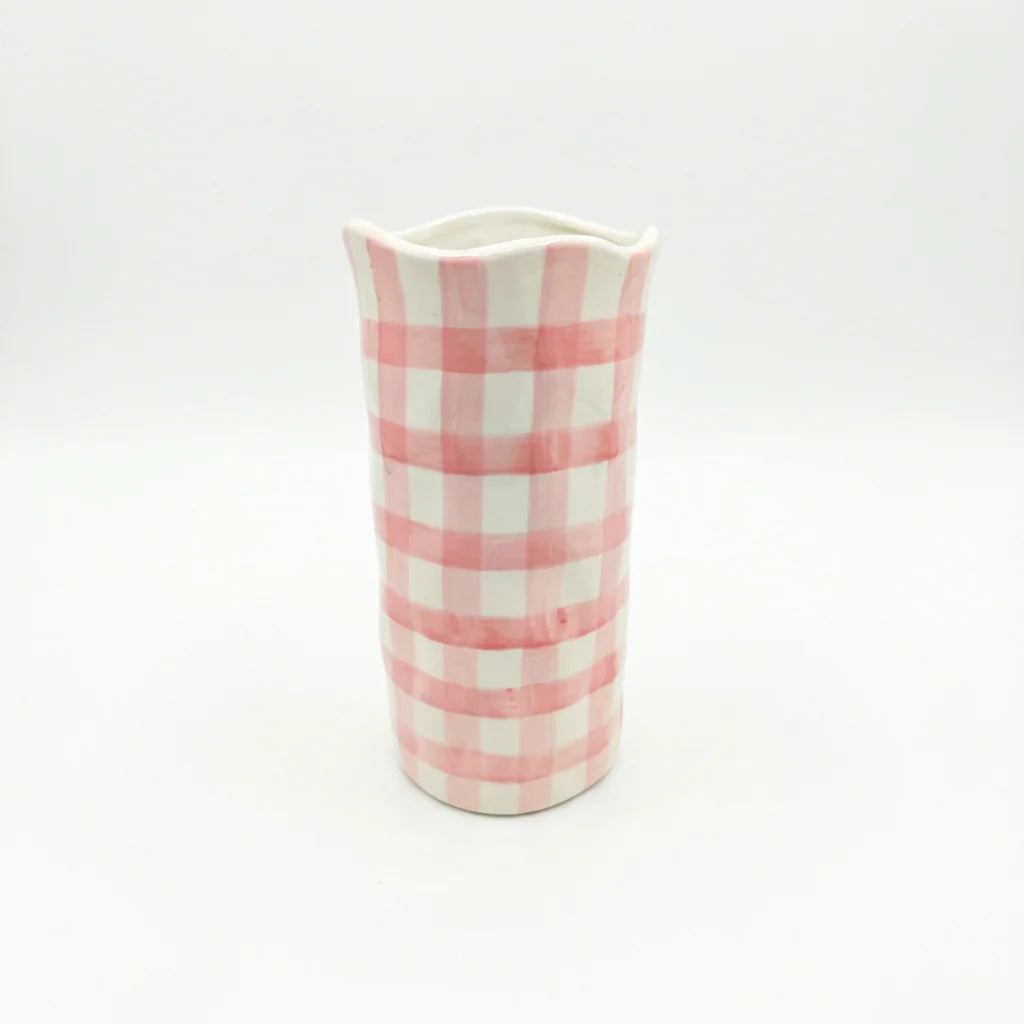 NOSS Ceramic Large Vase | Pink Gingham