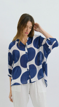 Coco Sheer Linen Blouse | Navy Spot