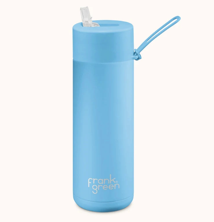 Frank Green 20oz Ceramic Reusable Bottle with Straw Lid - Sky Blue