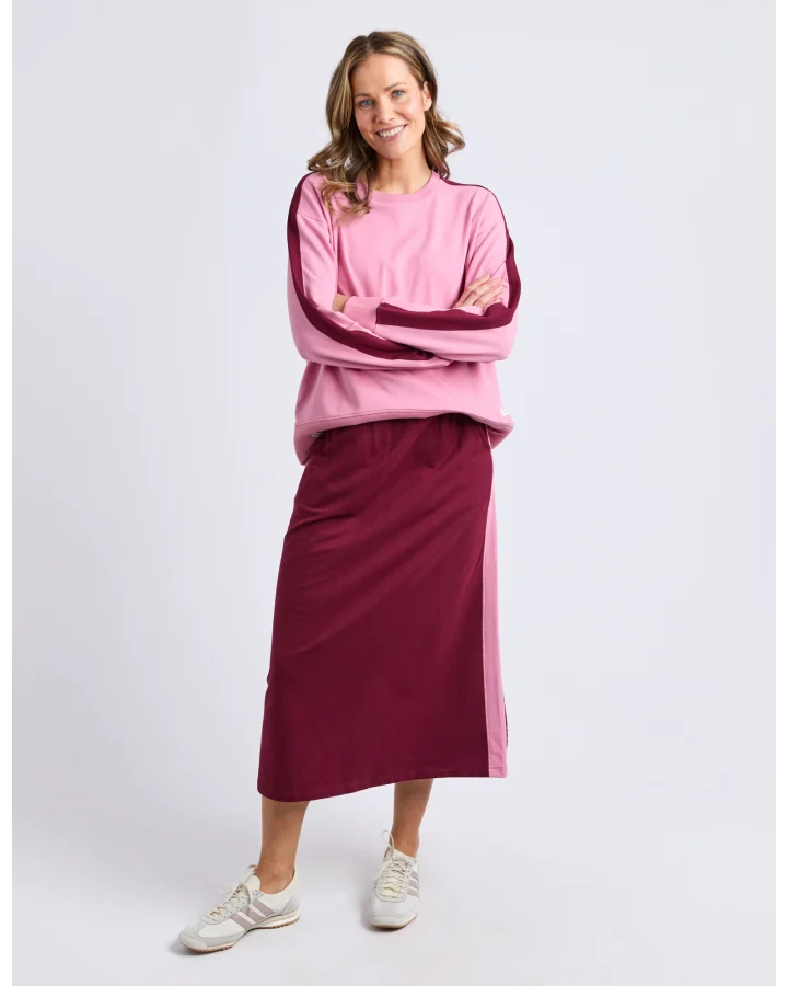 Sloane Fleece Crew - Pink & Plum