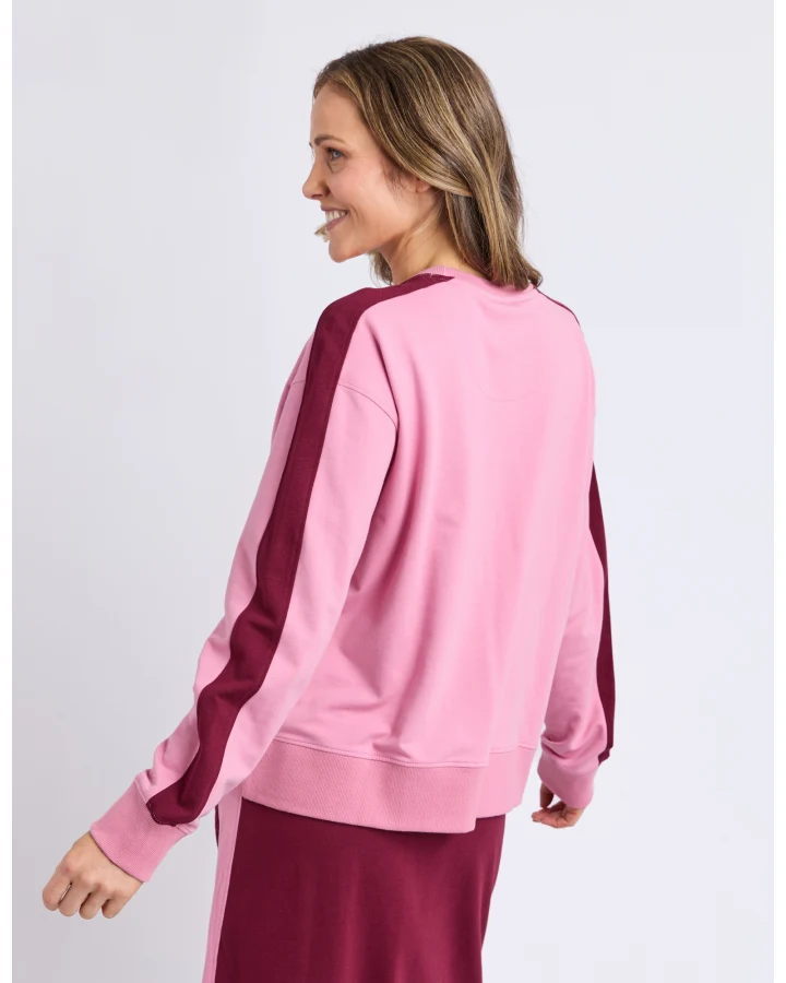 Sloane Fleece Crew - Pink & Plum