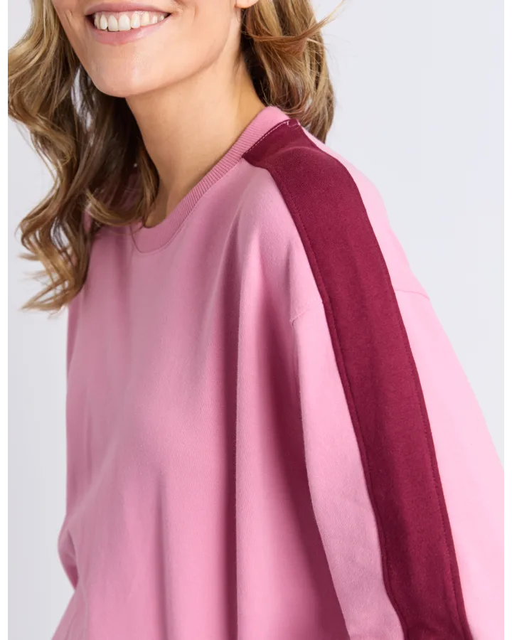 Sloane Fleece Crew - Pink & Plum
