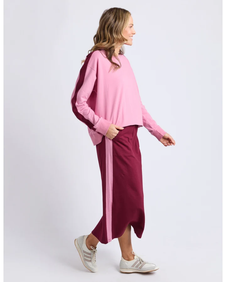 Sloane Fleece Crew - Pink & Plum
