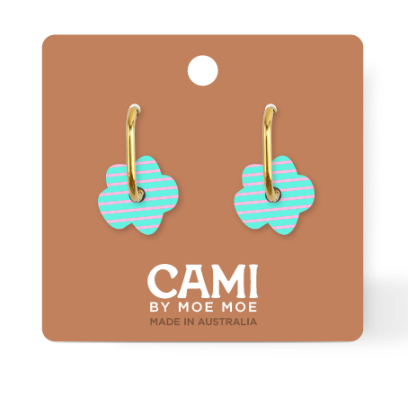 CAMI : Striped Flower Baby Blue/Pink