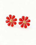 Cindy Small Red Enamel Flower Stud Earring
