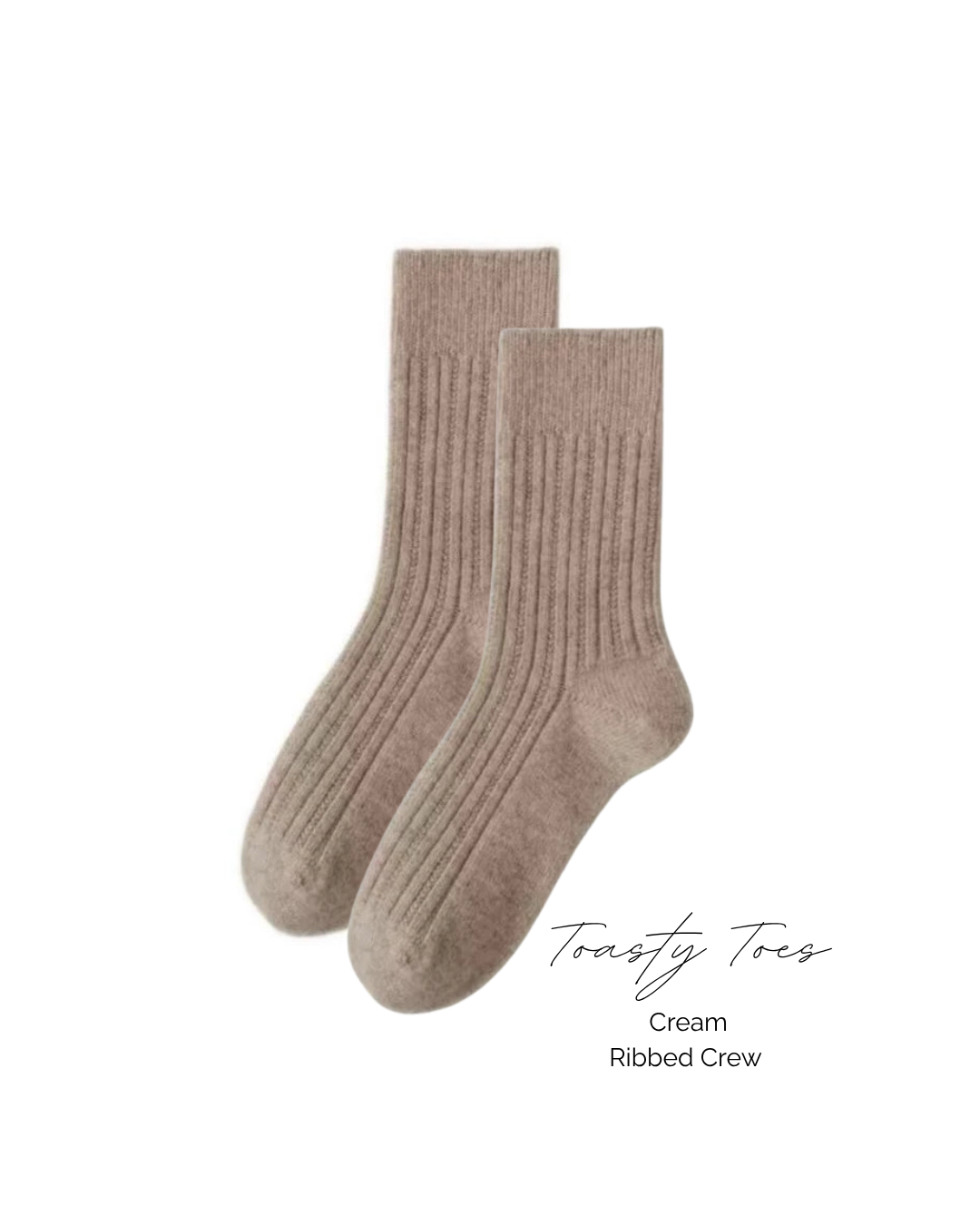 Cream Toasty Toes Woollen Ribbed Crew Sock