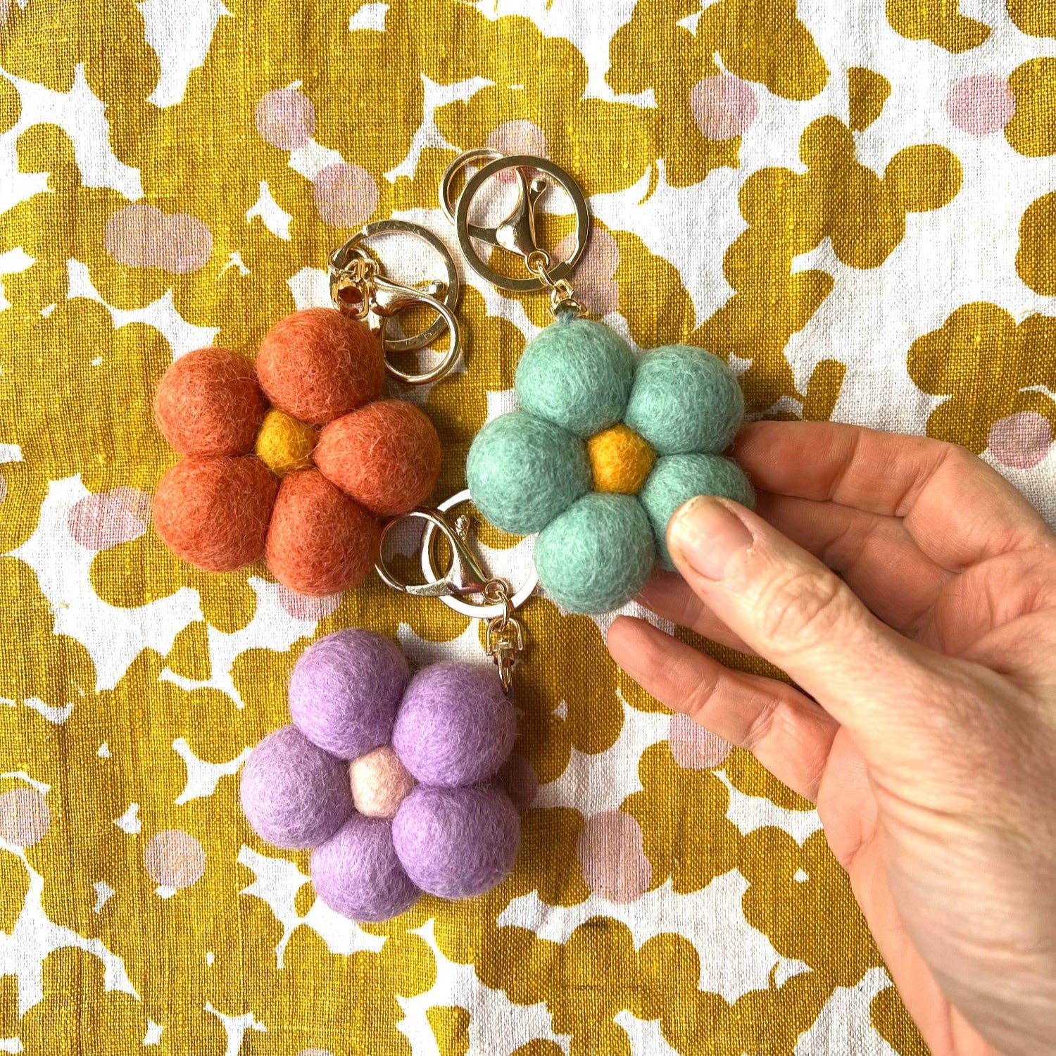 Felt Flower Keychain | Bag Charm - Vintage Petals
