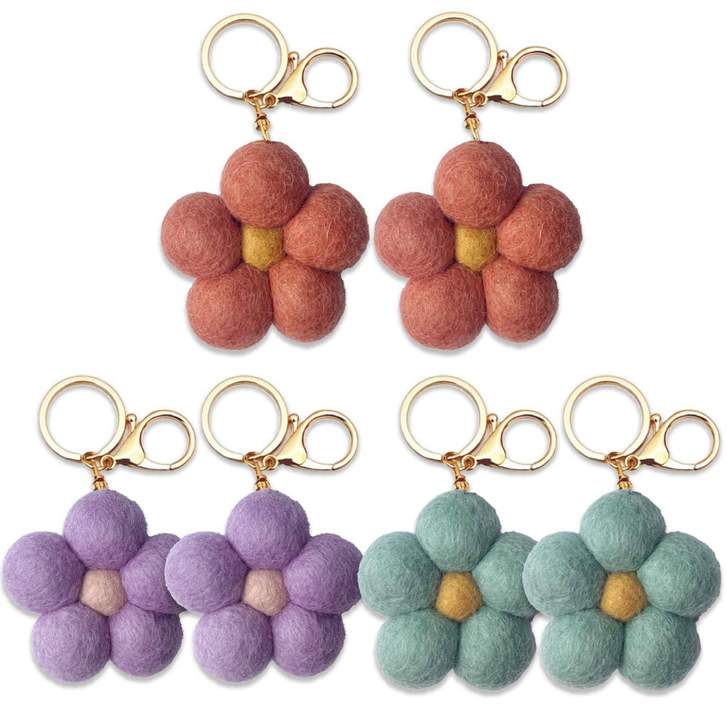 Felt Flower Keychain | Bag Charm - Vintage Petals