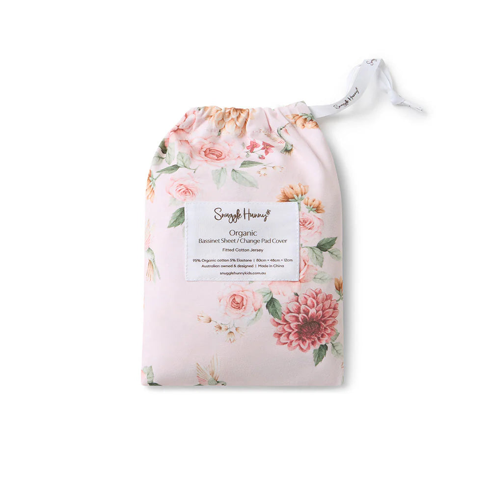 Snuggle Hunny Birds & Blooms Organic Bassinet Sheet / Change Pad Cover