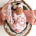 Snuggle Hunny Birds & Blooms Organic Jersey Wrap & Topknot Set