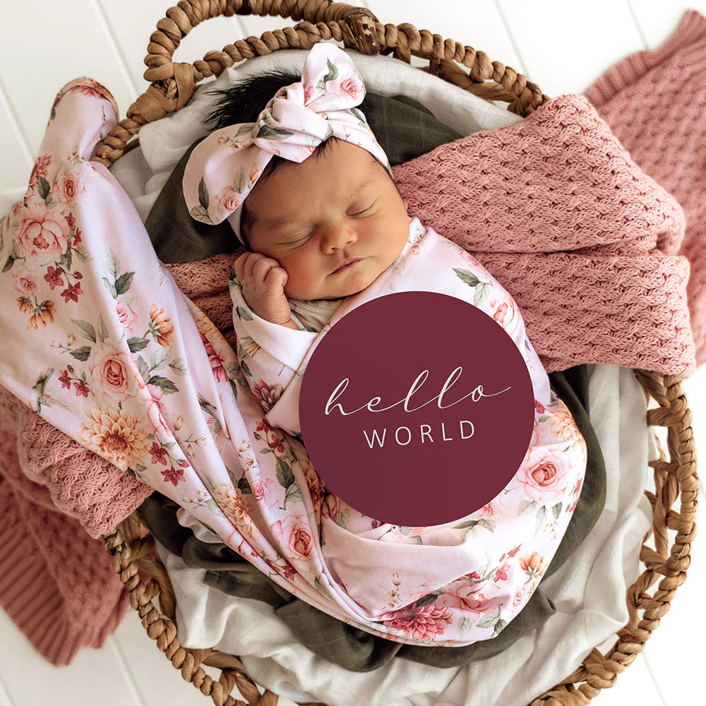 Snuggle Hunny Birds & Blooms Organic Jersey Wrap & Topknot Set