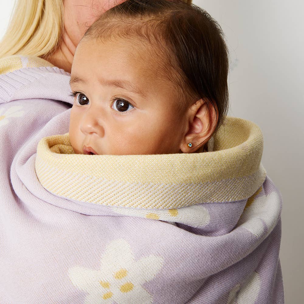 Pram Knitted Blanket | Lilac Daisy Dreams