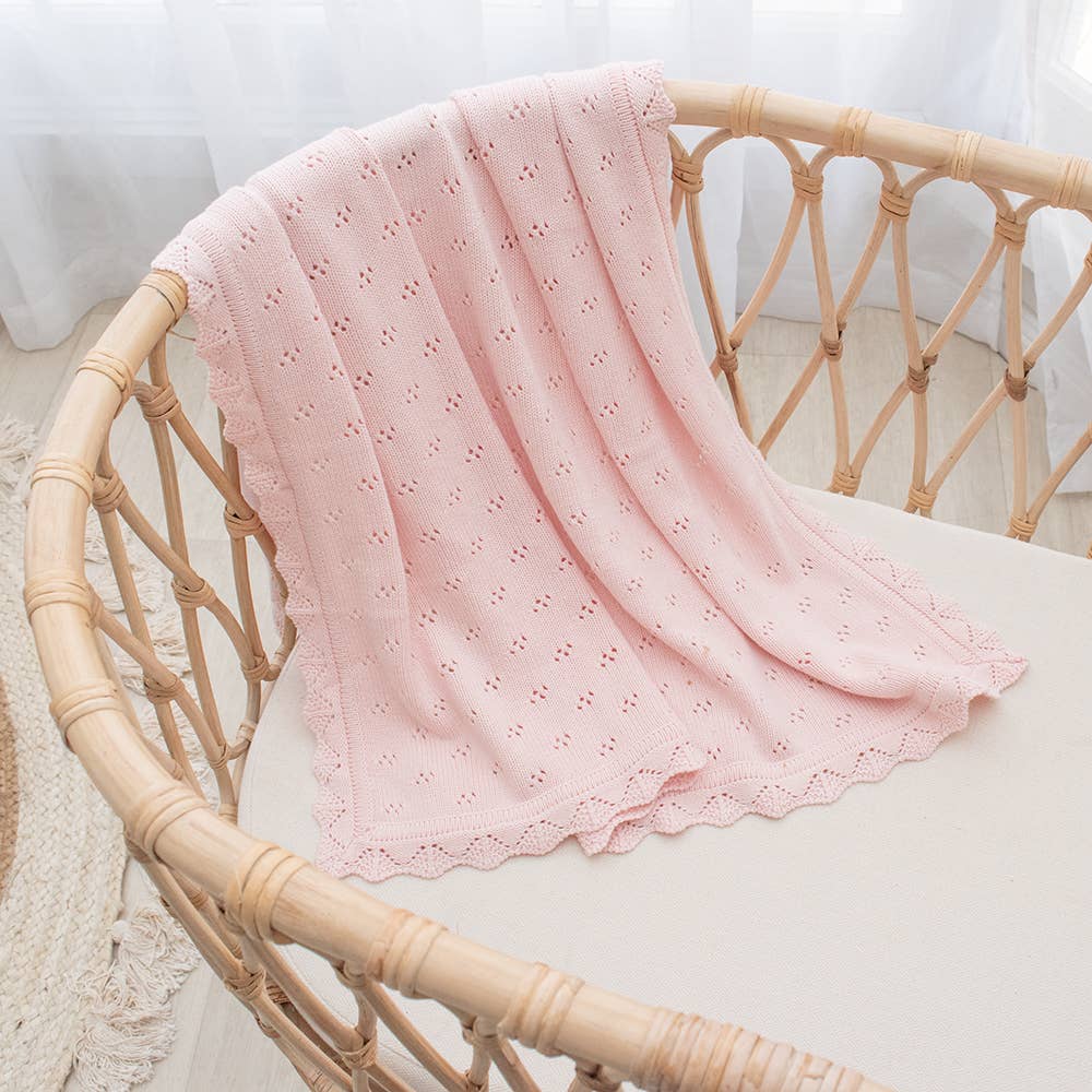 Bamboo/Cotton Heirloom Baby Blanket | Blush