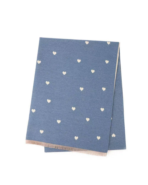 Reversible Holly Heart Winter Scarf – Blue Heart Print