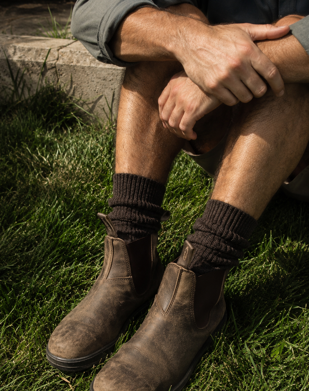 Men's Chocolate Toasty Toes Woollen Ribbed Crew Socks