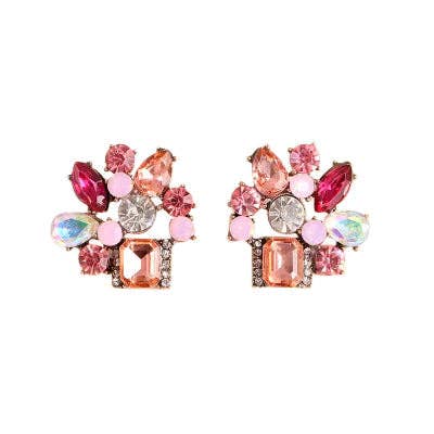 Posy Pink Crystal Stud Earrings