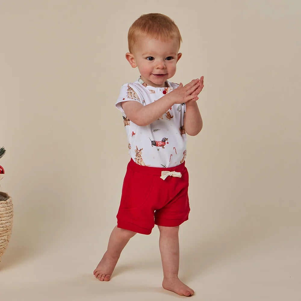Snuggle Hunny Red Organic Shorts