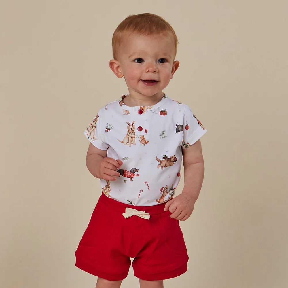 Snuggle Hunny Red Organic Shorts