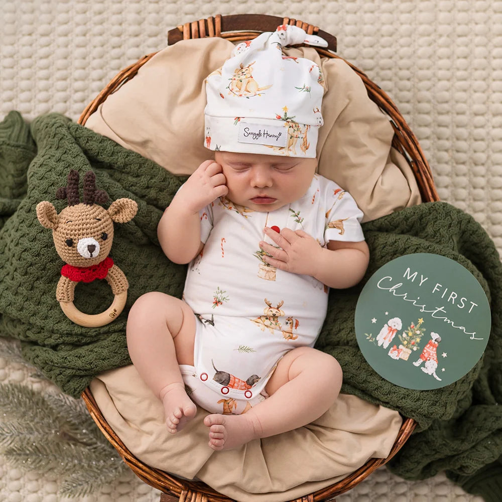 Snuggle Hunny Handmade Reindeer Crochet Rattle