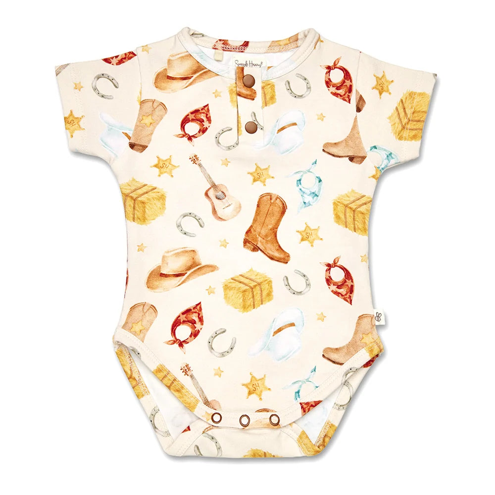 Snuggle Hunny Cowboys Short Sleeve Organic Bodysuit