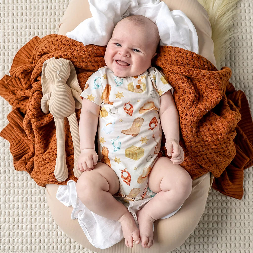 Snuggle Hunny Cowboys Short Sleeve Organic Bodysuit