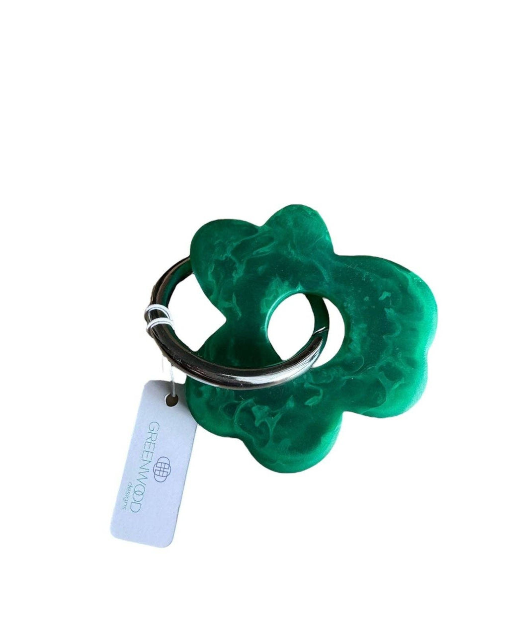 Floral Resin Keyring - Emerald / Gold