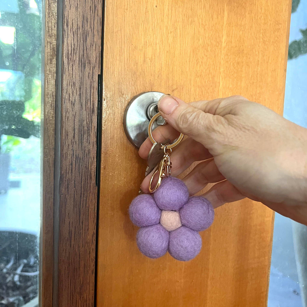 Felt Flower Keychain | Bag Charm - Vintage Petals