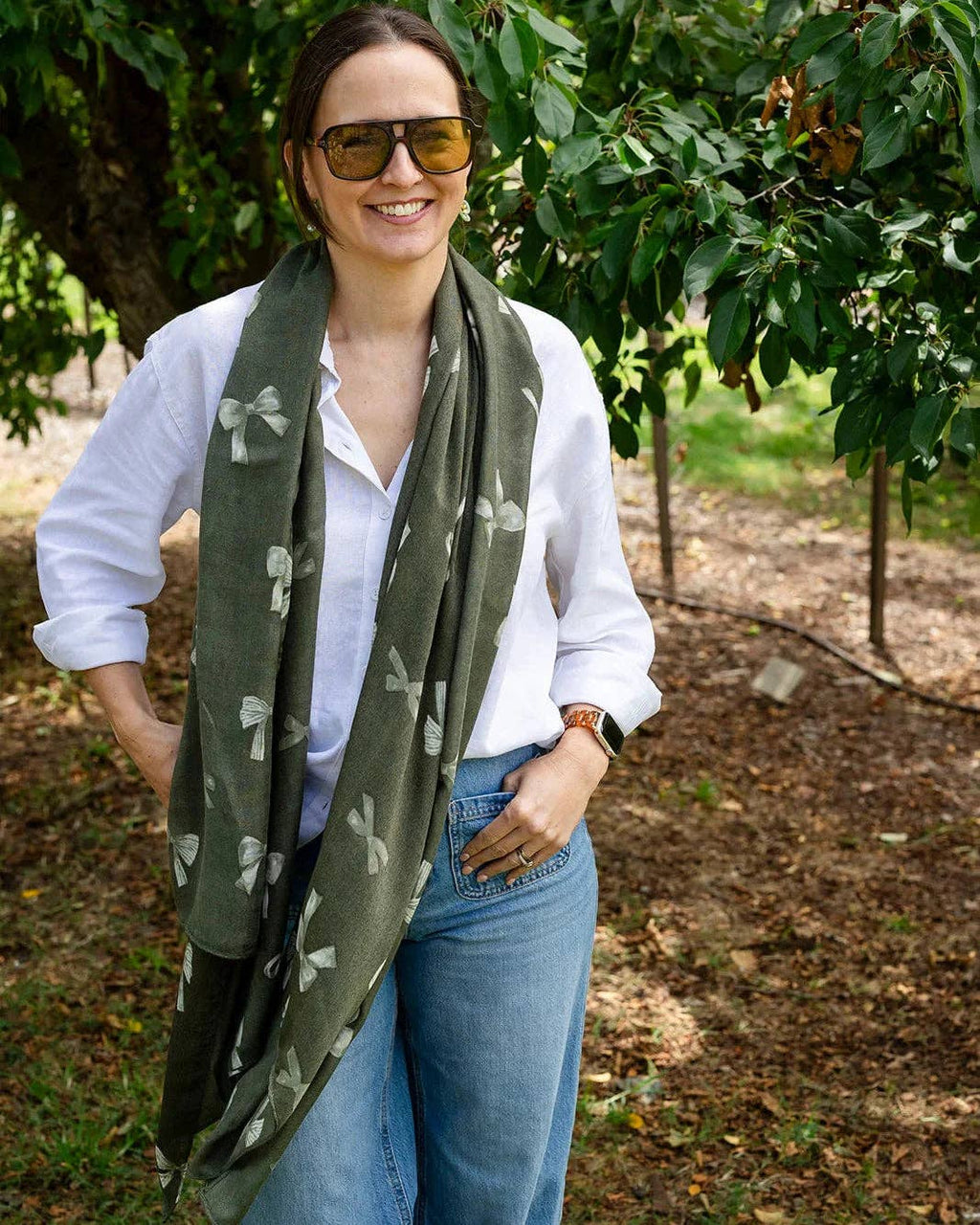 Eva Mini Bow | Green Autumn/Winter Scarf