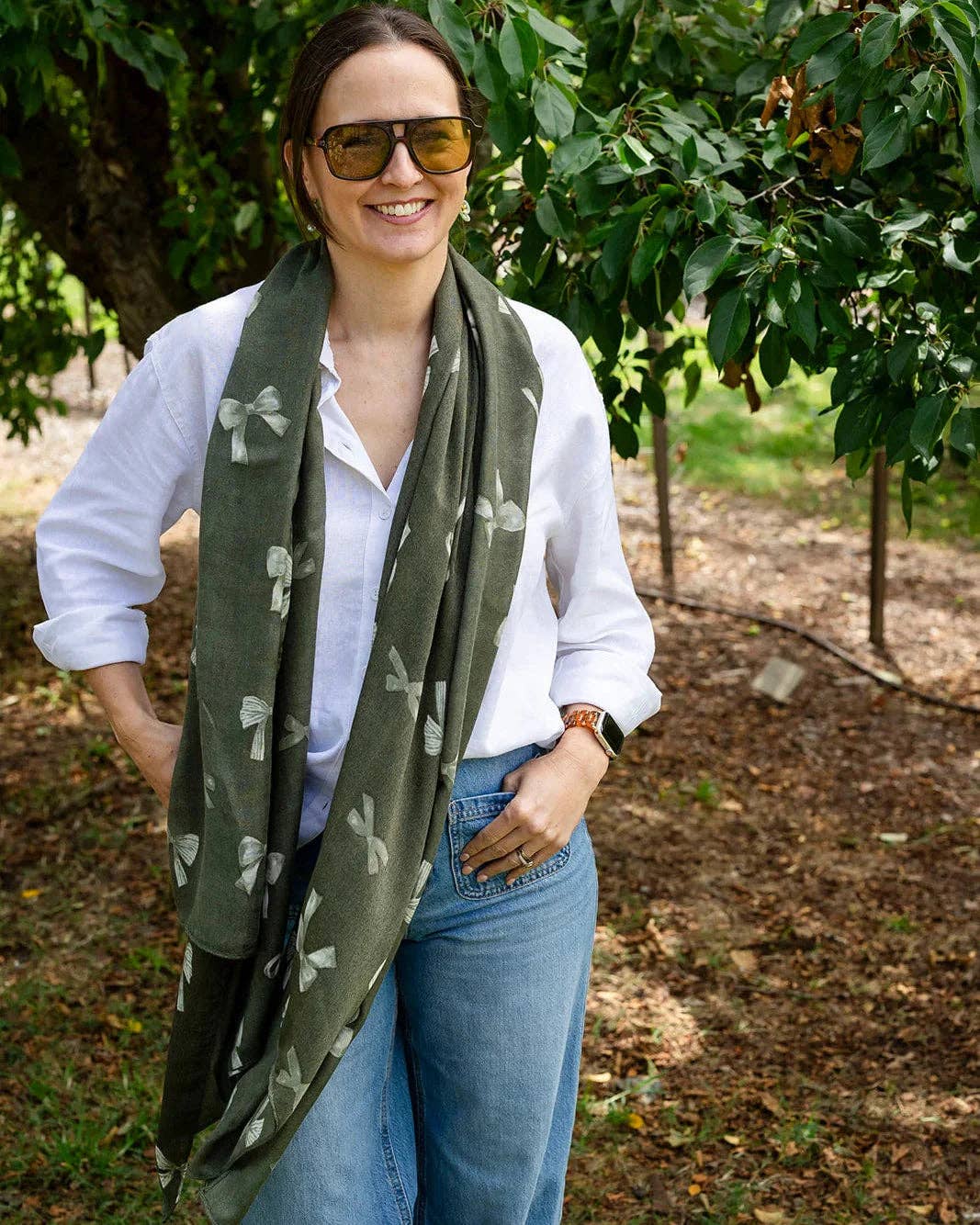 Eva Mini Bow | Green Autumn/Winter Scarf