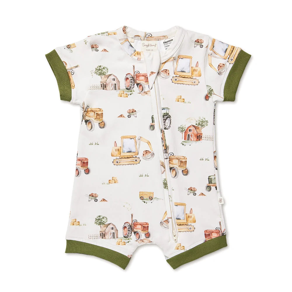 Snuggle Hunny Diggers & Tractors Organic Snuggle Shortie