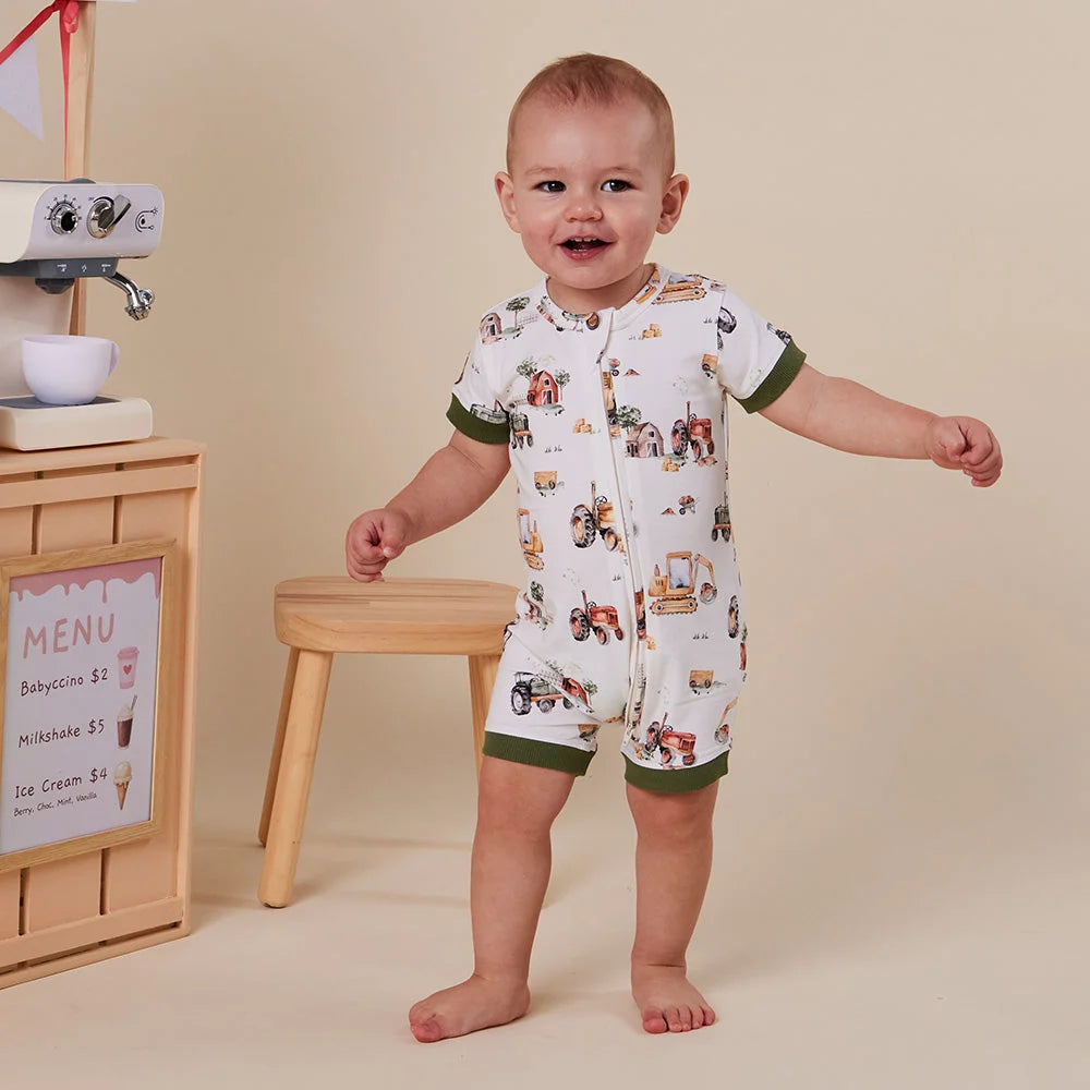 Snuggle Hunny Diggers & Tractors Organic Snuggle Shortie