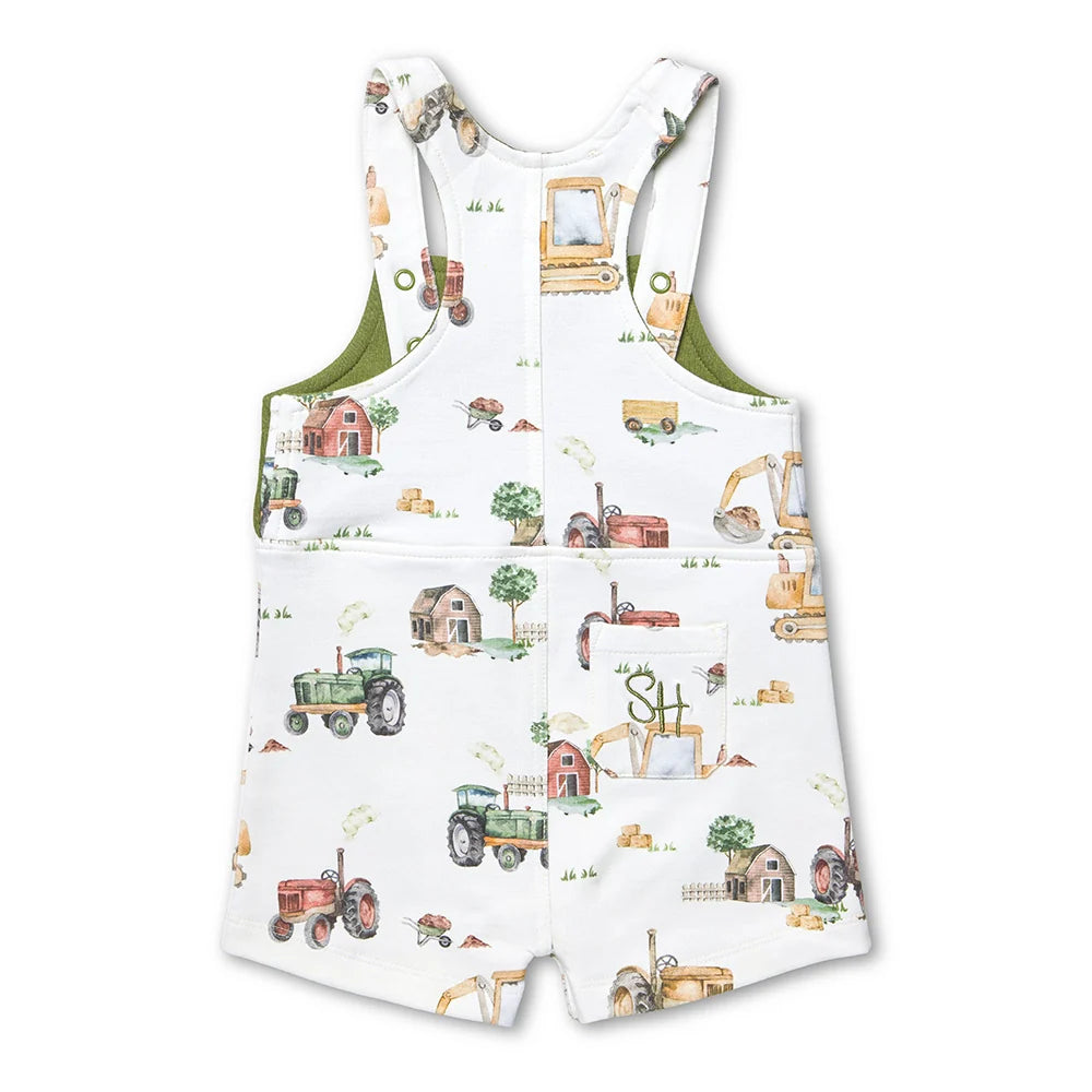 Snuggle Hunny Diggers & Tractors Organic Snuggle Overall Shorts