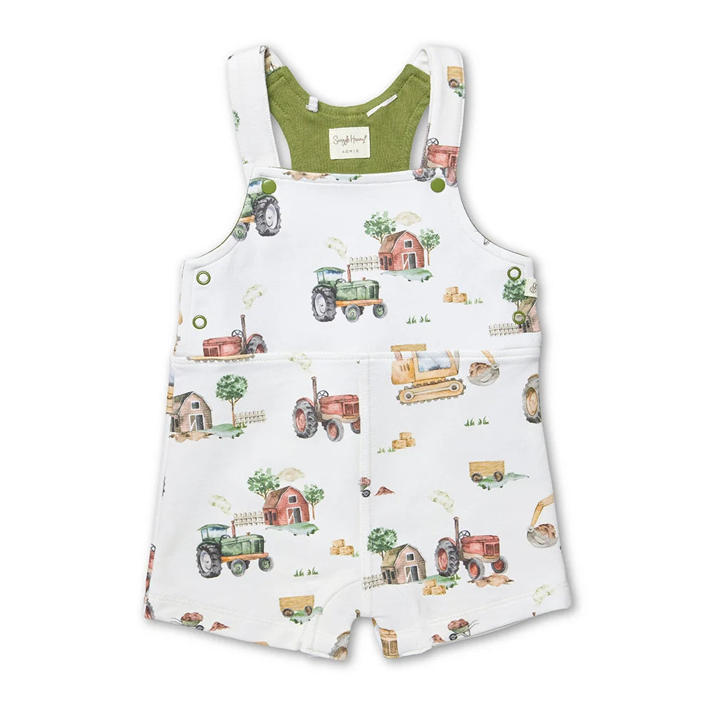 Snuggle Hunny Diggers & Tractors Organic Snuggle Overall Shorts