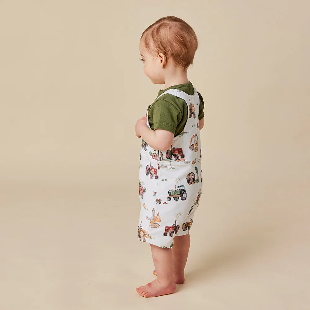 Snuggle Hunny Diggers & Tractors Organic Snuggle Overall Shorts
