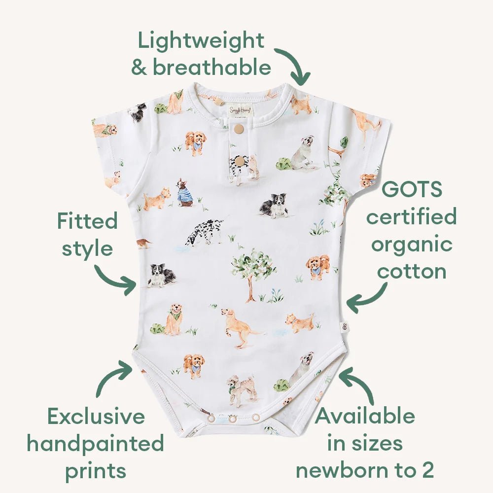 Snuggle Hunny Dog Park Short Sleeve Organic Bodysuit