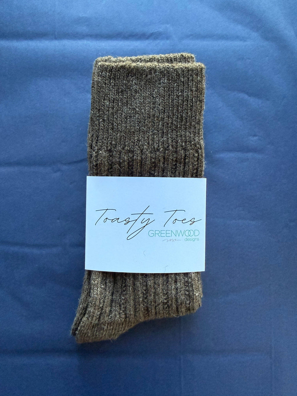 Chocolate Toasty Toes Woollen Ribbed Crew Socks