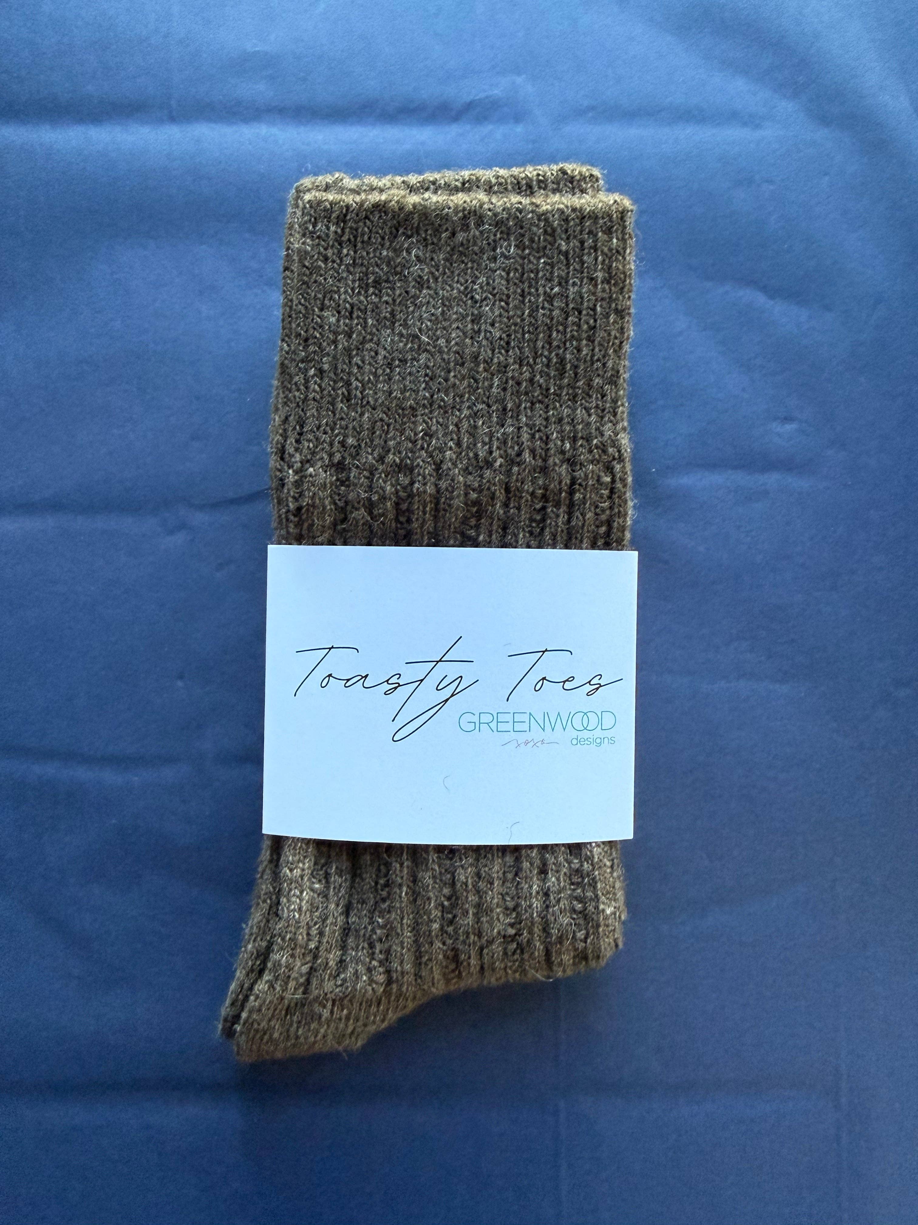 Chocolate Toasty Toes Woollen Ribbed Crew Socks