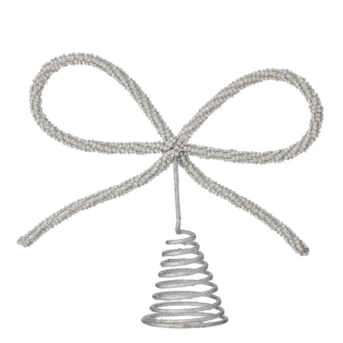 Lametta Bow Tree Topper | Silver