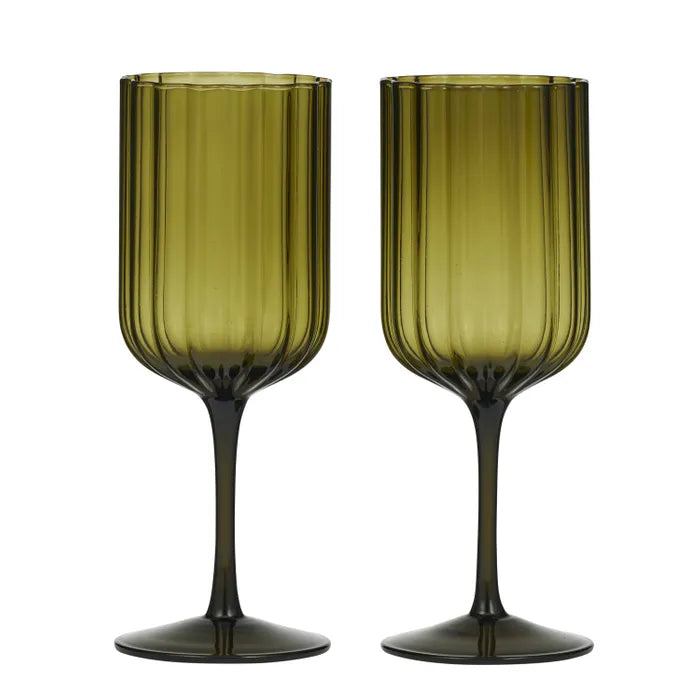 Hazel Wine Glasses | Olive Set of 2