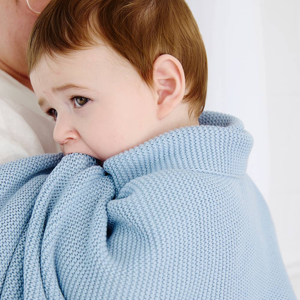 Pram Knitted Blanket | Celestial Blue