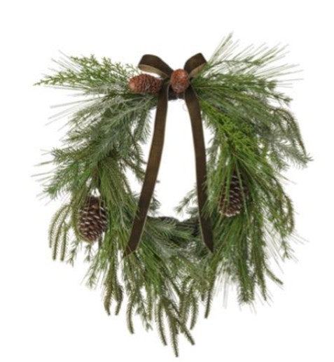 Fir Pine Cones Bow Wreath