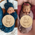 Snuggle Hunny Gender Reveal Large Wooden Milestone Card