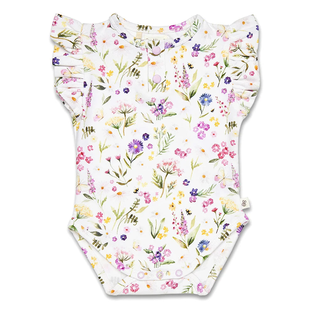 Snuggle Hunny Gracie Short Sleeve Organic Bodysuit with Frill