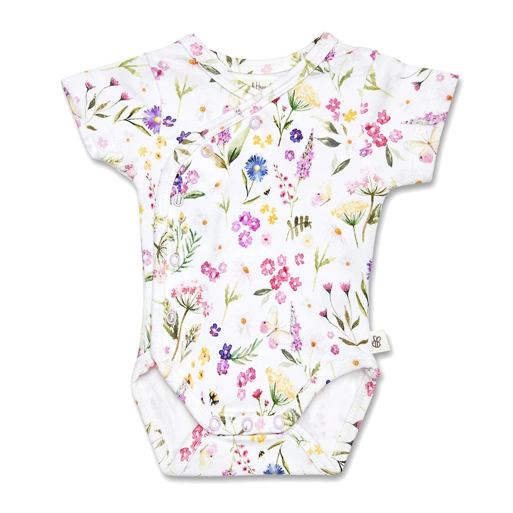 Snuggle Hunny Gracie Short Sleeve Organic Kimono Bodysuit